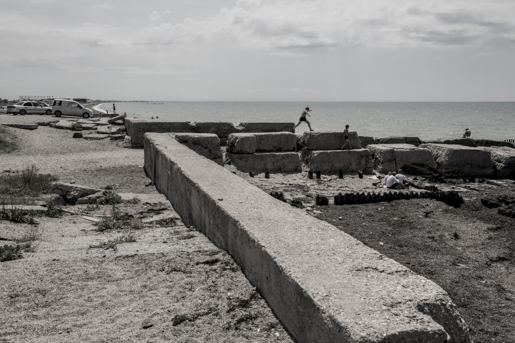 Landing place of the French army on 2 September 1854. The Black Sea lies on the right. Inspired by a Colonel Vladislav Klembovsky's photograph. Calamita Bay (35 km North of Sevastopol), Crimea. 24 June 2014.